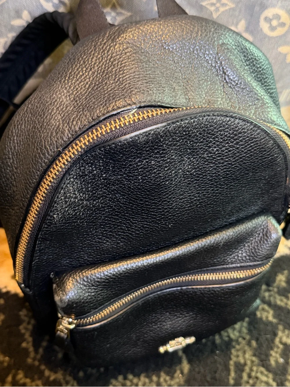 Coach Mini Charlie Black Pebbled Leather Backpack